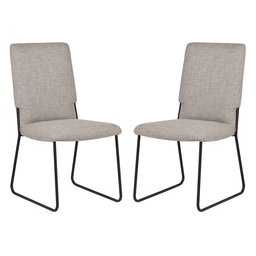 Amazon Brand – Rivet Ferry Modern Industrial Dining Room Kitchen Chairs, 36 Inch Height, Set of 2, Grey, Black Metal