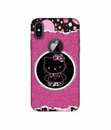 Amazon Brand - Solimo Designer Kitty with Glitter 3D Printed Hard Back Case Mobile Cover for Apple iPhone X (Logo Cut)