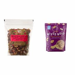 Amazon Brand - Happy Belly Dried Cranberries, Nuts & Pepitas Trail Mix, 42 oz & Happy Belly Salted Mixed Nuts, 44 Ounce