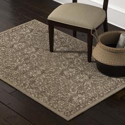 Amazon Brand – Stone & Beam Floral Wool Area Rug, 4 x 6 Foot, Taupe