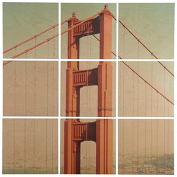 Amazon Brand – Rivet 9-Piece Golden Gate Bridge Mural Wall Art on Wood, 36