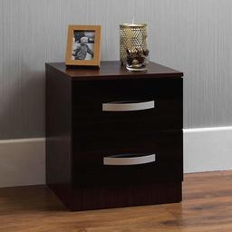 Amazon Brand - Movian High Gloss 2 Drawer Bedside Cabinet, Black and Walnut, 47 x 40 x 36 cm