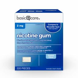 Amazon Basic Care Nicotine Gum, Nicotine Polacrilex Gum, 2 mg (nicotine), Original Flavor, Stop Smoking Aid, 220 Count