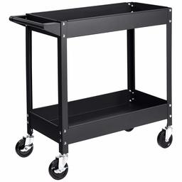 AmazonBasics Steel 2-Shelf Multipurpose Tub Utility/Supply Cart with 400 lb Capacity - Black (Renewed)