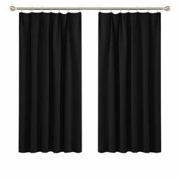 Umi. Class 1 Blackout Curtain, Energy Saving, Fashionable, Insulated, Day and Night Blinds, 3 Sizes Available, For Living Room, Heat Retention, Energy Saving, Stylish, Bedroom, Luxury Fabric, UV Protection, Set of 2, Width 39.4 inches (100 cm), Length 53.1 inches (135 cm), Black