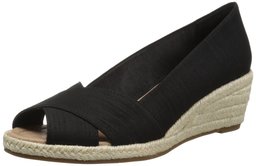 Amazon Brand - 206 Collective Women's Braylon Open-Toe Espadrille Wedge-Low Sandal, black silk, 10 B US