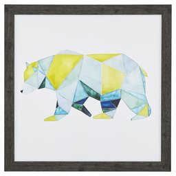 Amazon Brand – Rivet Modern Blue and Yellow Geometric Bear Print Framed Wall Art Decor - 18