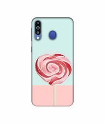 Amazon Brand - Solimo Designer Round Candy 3D Printed Hard Back Case Mobile Cover for Samsung Galaxy M21