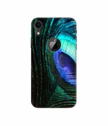 Amazon Brand - Solimo Designer Peacock Feather 3D Printed Hard Back Case Mobile Cover for Apple iPhone XR (Logo Cut)