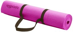 AmazonBasics Yoga and Exercise Mat with Carrying Strap, 1/4-inch (Purple)