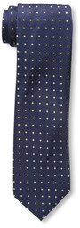 Franklin Tailored Men's Dot Tie, Navy/Yellow