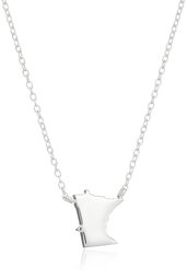 Sterling Silver Stationed Mini State Minnesota Pendant Necklace, 16