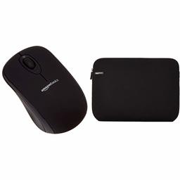 AmazonBasics Wireless Computer Mouse with Nano Receiver Bundle with AmazonBasics 14-Inch Laptop Sleeve - Black