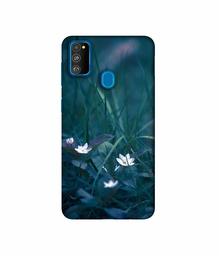 Amazon Brand - Solimo Designer White Flower 3D Printed Hard Back Case Mobile Cover for Samsung Galaxy M21 / M30s