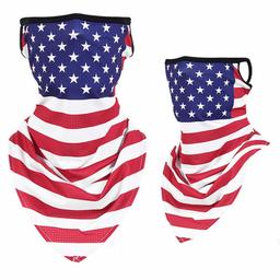 Ear Loops Balaclava, Hissox Womens Mens Comfort Bandana Face Scarf Bandana Mask Neck Gaiters Outdoors Summer Breathable Half Face Riding Dust Mask Sun Dust 1 Pcs American Flag 01