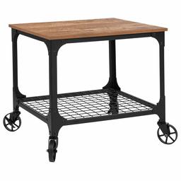 Taylor + Logan Industrial Rustic Wood Grain Kitchen Bar Cart with Wire Rack Bottom