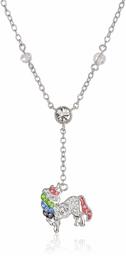 Silver Plated Crystal Pastel Unicorn Y Shaped Necklace, 18