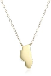 10k Yellow Gold Illinois State Pendant Necklace, 16