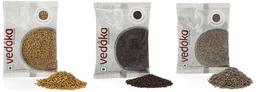 Amazon Brand - Vedaka Spice combo - Cumin Seeds (Jeera), Mustard Seeds (Rai) Big, Fenugreek (Methi), 300g (100g each)