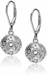 Sterling Silver Filigree Ball Leverback Dangle Earrings