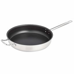 AmazonCommercial 16'' Non-Stick Stainless Steel Aluminum-Clad Fry Pan with Non-stick Coating and Helper Handle