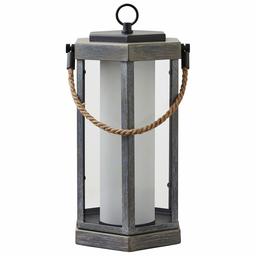 Amazon Brand – Stone & Beam Rustic Faux Wood Finish Lantern with Bulb, 14