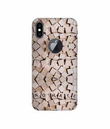 Amazon Brand - Solimo Designer No Hate On Wooden Block 3D Printed Hard Back Case Mobile Cover for Apple iPhone Xs Max (Logo Cut)