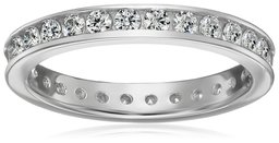 Platinum-Plated Sterling Silver Swarovski Zirconia Channel Set All-Around Band Ring (1 cttw), Size 5