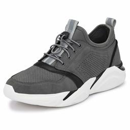 Klepe Men's Grey/Black Chunky/Platform Sneakers-7 UK (41 EU) (8 US) (KP921/GRYBLK)