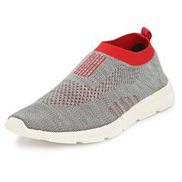 Bourge Men's Pearl-5 Grey and Red Running Shoes-12 UK (46 EU) (13 US) (Vega Pearl-5-12)