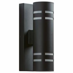 Amazon Brand – Rivet Contemporary Exterior Porch Cylinder Wall Sconce Fixture with Light Bulb - 4.25 x 6.5 x 13 Inches, Black