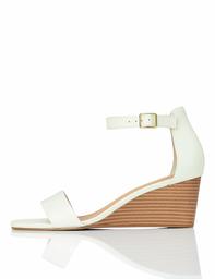 Amazon Brand - find. Women's Wedge Leather, Ivory (Off-white), 7