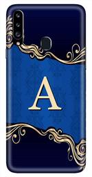 Amazon Brand - Solimo Designer Blue Pattern Alphabet-A 3D Printed Hard Back Case Mobile Cover for Samsung Galaxy A20s