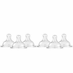 Amazon Brand - Mama Bear Wide-Neck Baby Bottle Nipple, BPA Free, Fast Flow (Pack of 6)