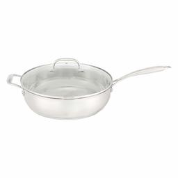 AmazonBasics Stainless Steel Saute Pan with Lid, 5.5-Quart