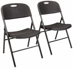 AmazonBasics Folding Plastic Chair, 350-Pound Capacity, Black, Set of 2