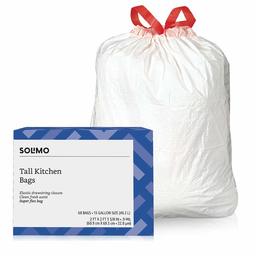 Amazon Brand - Solimo Super Flex Tall Kitchen Trash Bags, Clean Fresh Scent, 13 Gallon, 68 Count