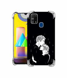 Amazon Brand - Solimo Designer Couples Standing in Rain UV Printed Soft Back Case Mobile Cover for Samsung Galaxy M31