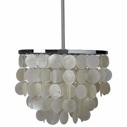 Amazon Brand – Rivet Capiz Shell Chandelier With Bulbs, 19.5