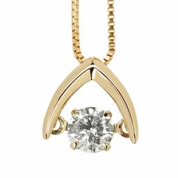 Amazon Collection (AMBZO) K18 Pink Gold Dancing Stone Necklace Dancing Diamond 0.2ct Reverse V Shape (J.I1.VG Equivalent) LFV0004PG-02