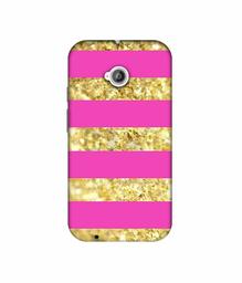 Amazon Brand - Solimo Designer Golden Stripes 3D Printed Hard Back Case Mobile Cover for Motorola Moto E 2nd Generation