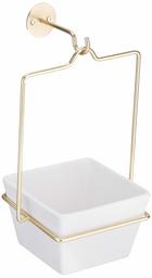 AmazonBasics Hanging Planter, Square - White/Brass (3-Pack)