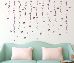 Amazon Brand - Solimo Wall Sticker for Living Room (Flower Rain, Ideal Size on Wall - 150 cm x 140 cm), Purple