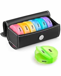 Eono 7 Day Pill Box Organiser AM PM - Weekly Pill Box Case with 14 Compartments with Moisture-Proof Design