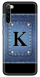 Amazon Brand - Solimo Designer Button Jeans Alphabet-K 3D Printed Hard Back Case Mobile Cover for Xiaomi Redmi Note 8