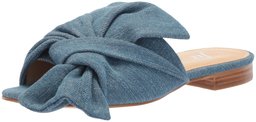 The Fix Women's Naomi Oversized Bow Slide Sandal Flat, Denim Textile, 11 B US