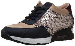 Amazon Brand - The Fix Women's Lexi Color/Material-Block Jogger Sneaker, Sequin/Rose Gold, 6.5 B US