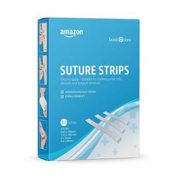 Amazon Basic Care - Hypoallergenic Sterile Suture Strips, 4 sizes - 60 Strips