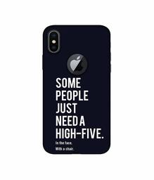 Amazon Brand - Solimo Designer High-Five 3D Printed Hard Back Case Mobile Cover for Apple iPhone X (Logo Cut)