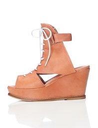 Amazon Brand: Find Plateau Women's Leather Ankle Strap Sandals